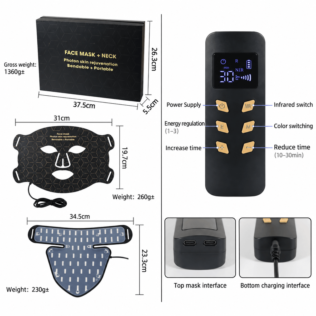 4-Mode LED Light Therapy Mask for Face & Neck
