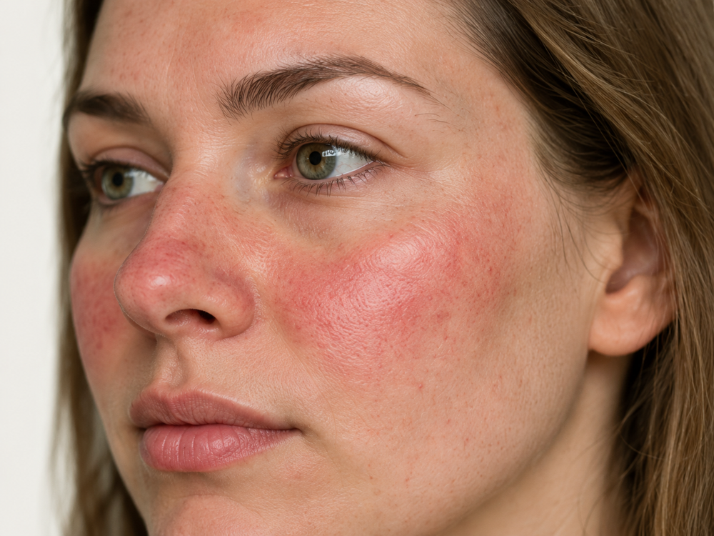 Editorial illustration relating to rosacea