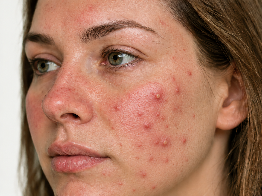 Editorial illustration relating to inflammatory acne
