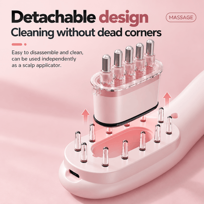 Scalp Serum Applicator &amp; Massage Comb with detachable design for easy cleaning and independent use.