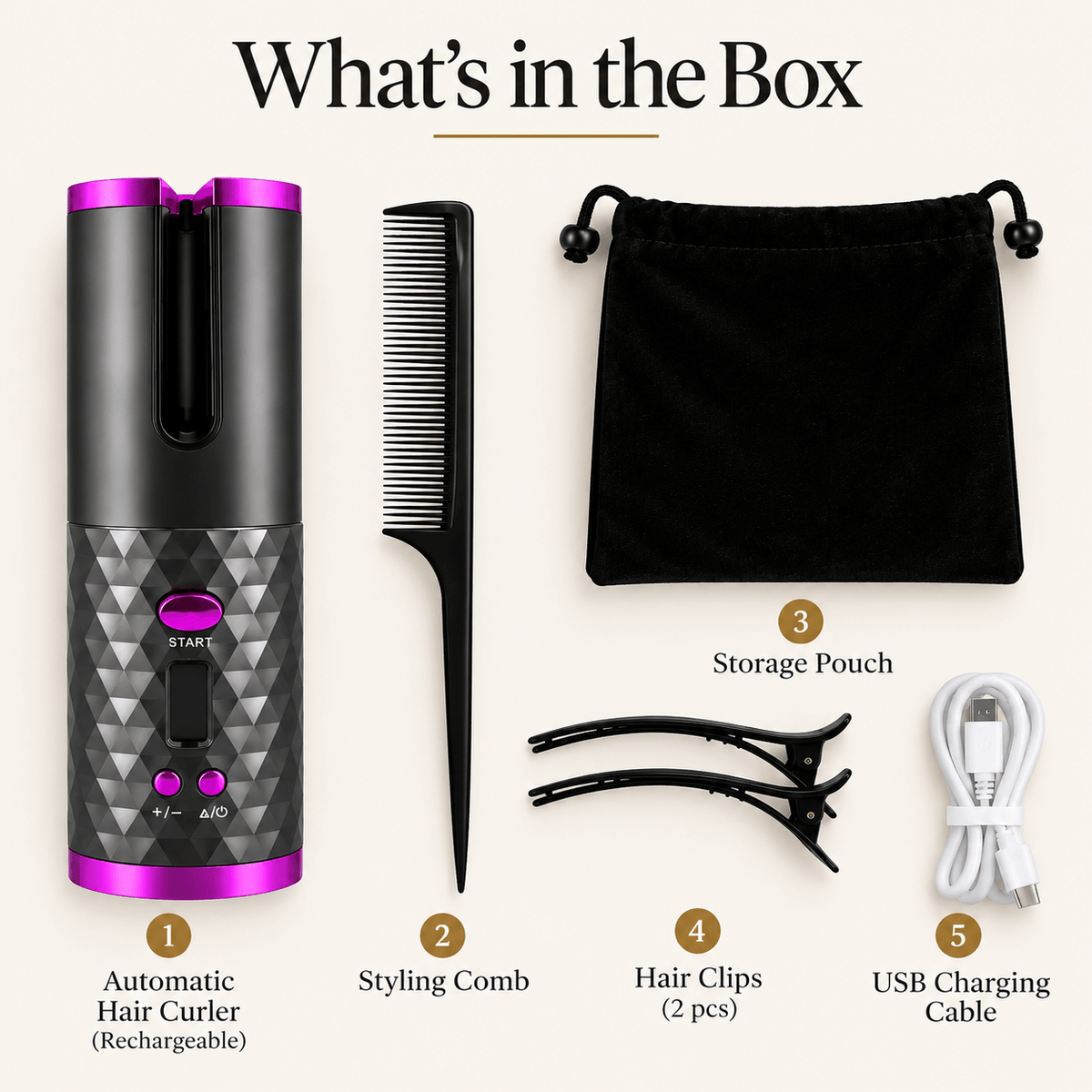 Cordless Automatic Hair Curler – Rechargeable