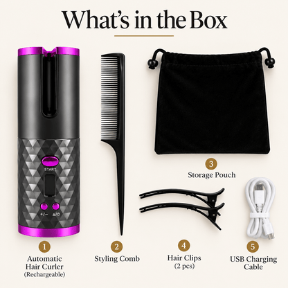 Cordless Automatic Hair Curler – Rechargeable