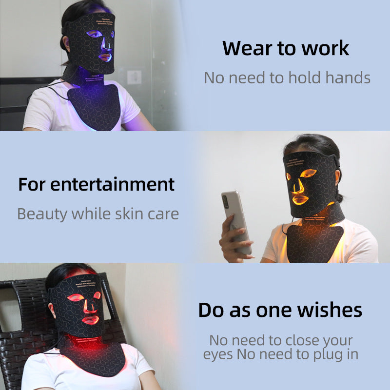 LED phototherapy mask for acne and aging — soft silicone design